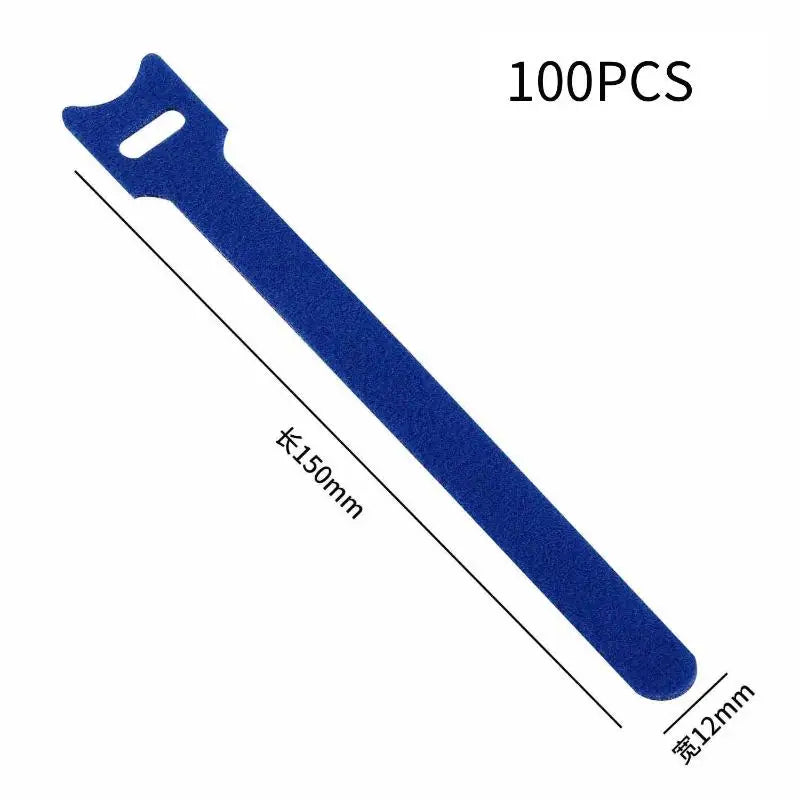 Organized Cable Setup 30 50 Reusable Hook Loop Straps Qme blue 100pcs