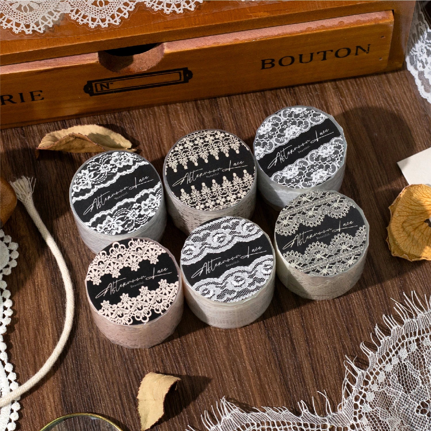 1Roll Romantic Lace Theme PET Tape for Background Decoration DIY Scrapbooking Collage Material Phone Case Notebook Qme