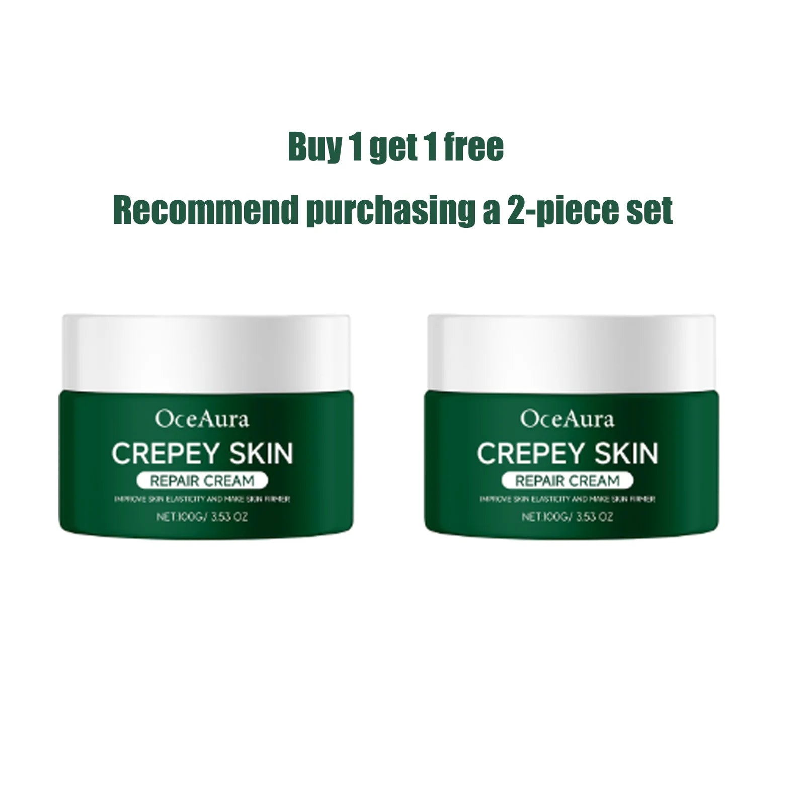OceAura Crepey Skin Repair Cream Deep Nourishing Anti Wrinkle Sagging Reduction Elasticity Restoring Smoothing Skin Care Lotion Qme 100Gx2 100g