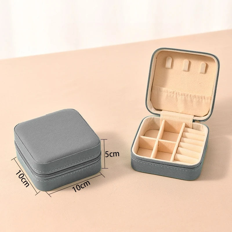 1pcs Single Layer Square Storage Box Ladies Travel Leather Jewelry Box Classic Various Colors Storage Box Qme GRAY