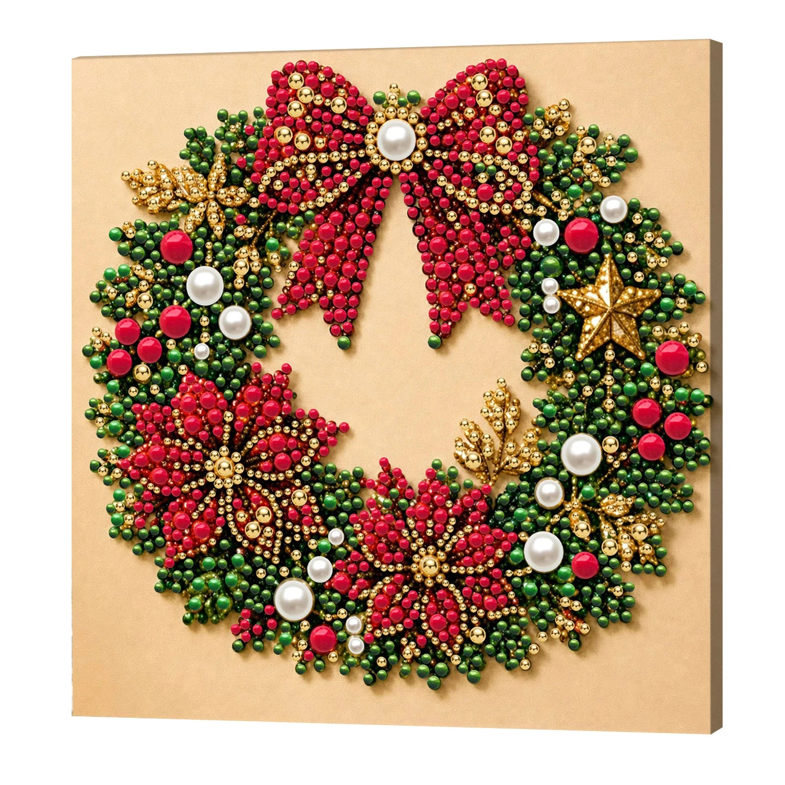 DIY Pearl Painting Kit with Frame 7.87x7.87in Pearl Dot Painting Pearl Art Painting for Adults Beginners Home Wall Decor Qme Christmas wreath