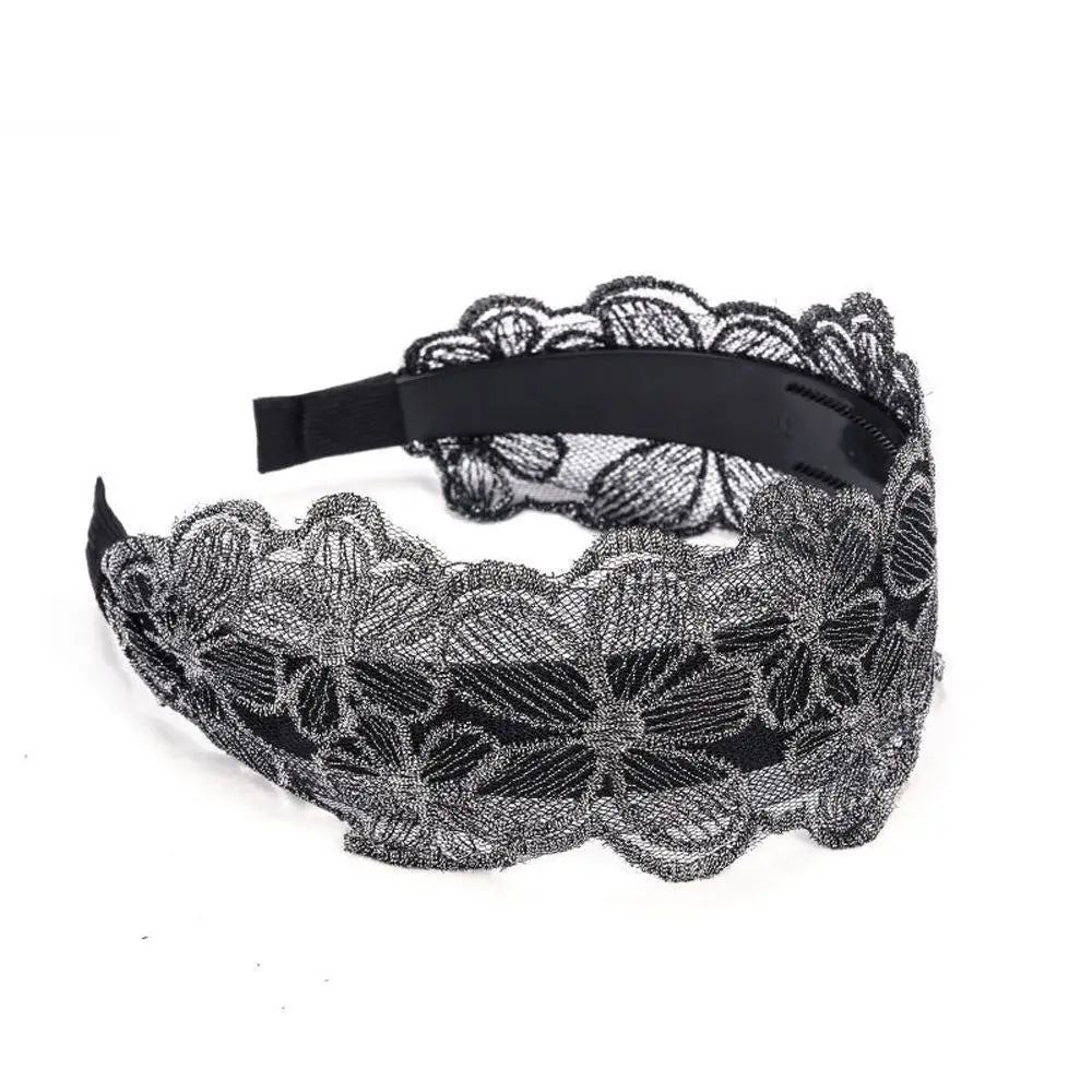 Retro Simple Summer Lace Flower Wash Face Women Hair Hoop Korean Wide Qme D