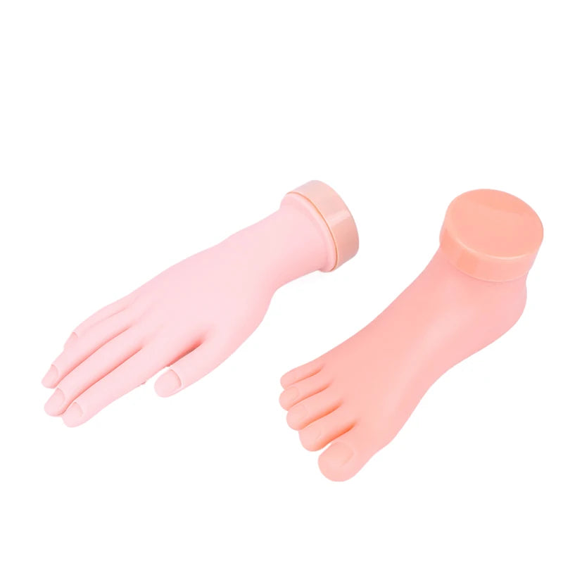 Nail Art Training Practice Hand Silicone Fake Foot Display Manicure Qme