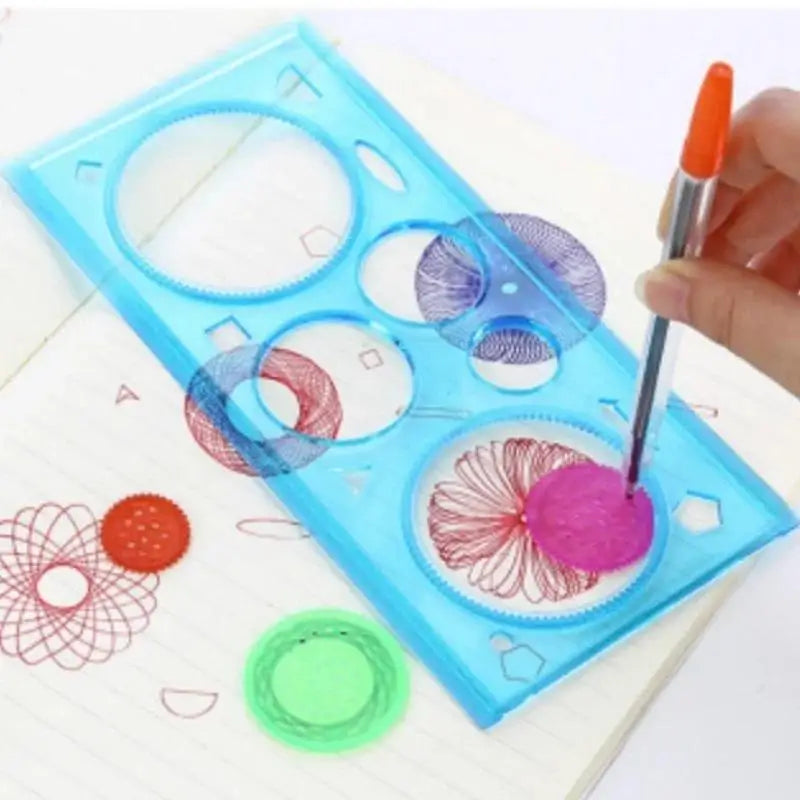 Random Color Painting Multi-function Puzzle Spirograph Geometric Ruler Drafting Tool For Students Drawing Toys Learning Art Tool Qme