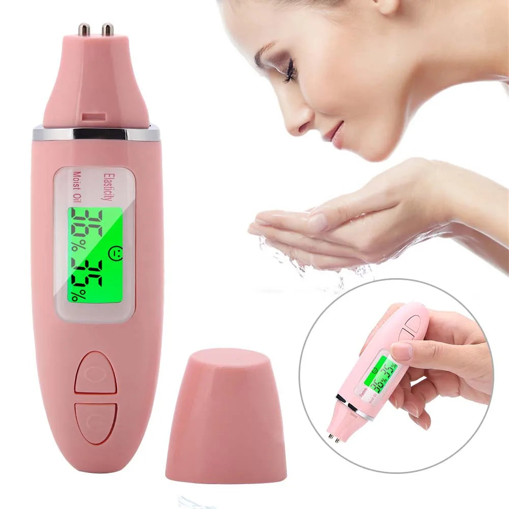 Portable Digital LCD Display Precision Skin Sensor Tester Face Moisture Water Oil Analyzer Moisture Meter Qme Default Title