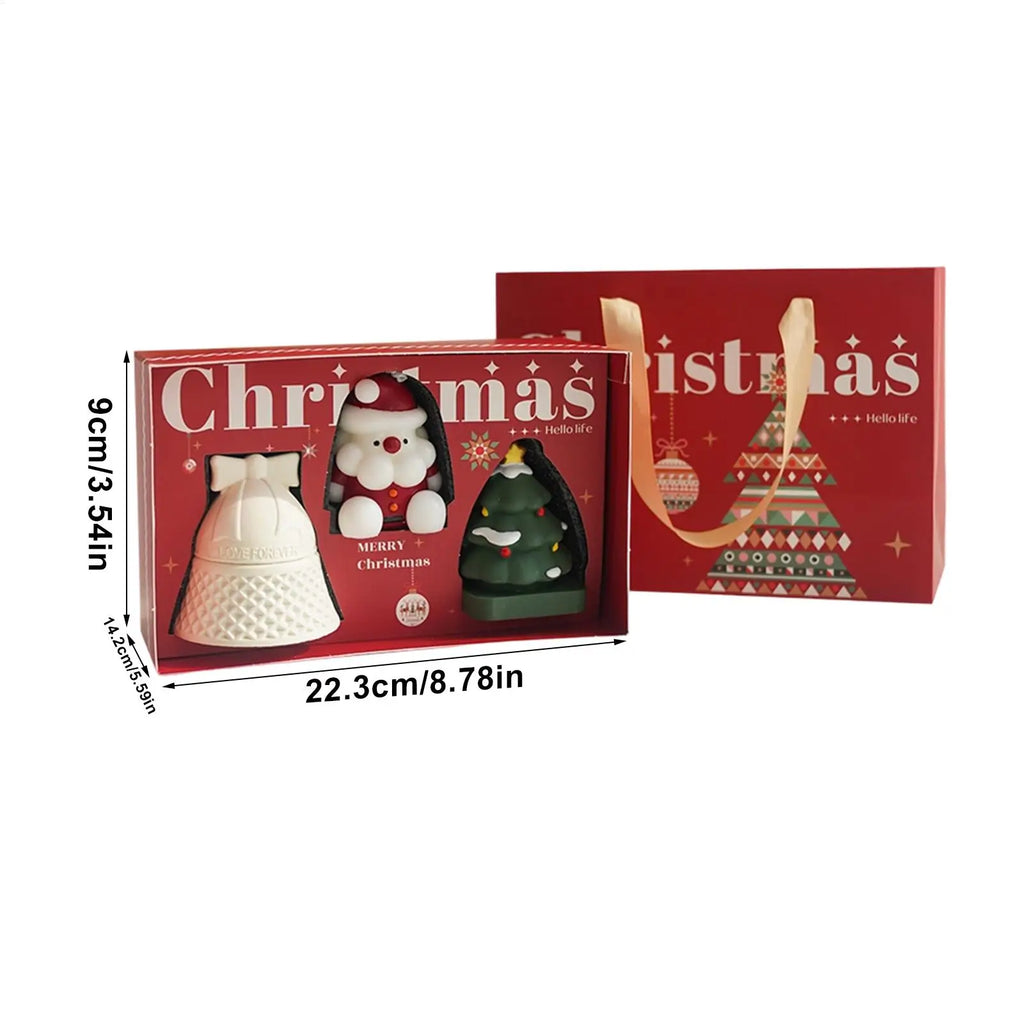 Christmas Tree Scented Candles 3 Pieces Bell Shaped Santa Claus Christmas Tree Home Decor Luxury Scented Candle Table Qme