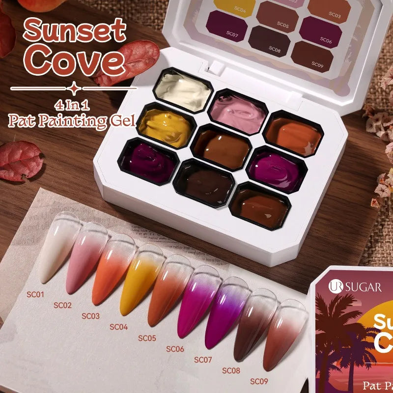 4 in 1 16 Color Nail Art Painting Gel Polish High Pigment Patting Gel for Gradient Ombre Blush Soak Off 3D Creative DIY Manicure Qme 9 Grids 04