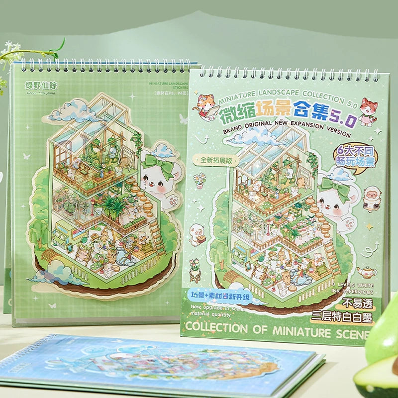 20pcs/bag Foggy Town Miniature Scenery Large-Size Sticker Book 6 Varieties for Endless Fun DIY 3D Scenes Kill Time with Brain-Te Qme