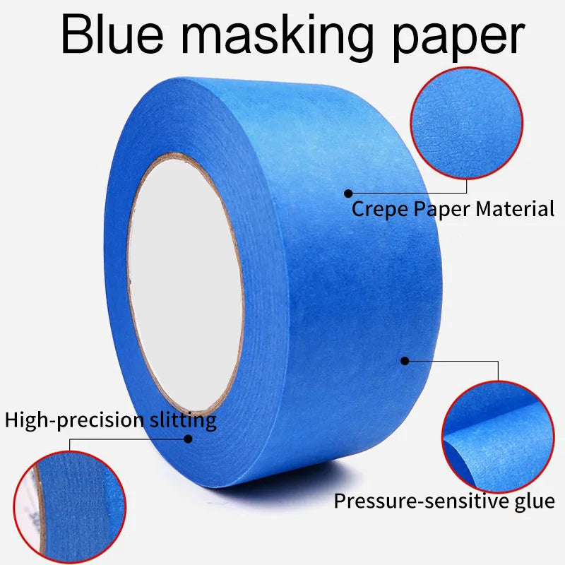 1.2cm Blue Painter Masking Tape For Painting Edges Trim Wall Ceiling Finishing Clean Trim Edge Painter's Tape Residue Free Qme