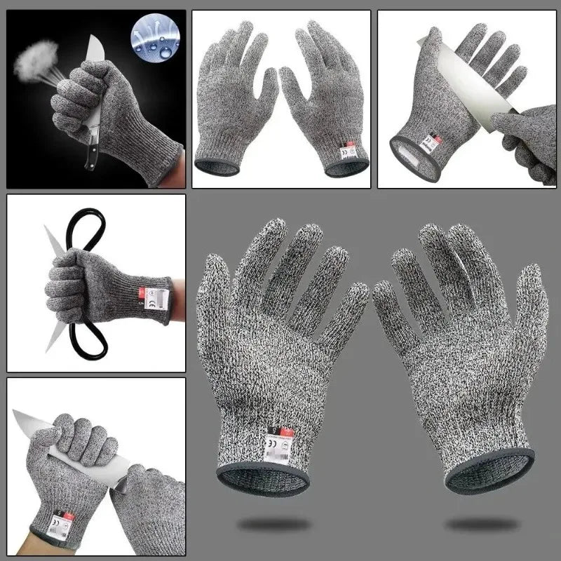 3Pairs Cut Resistant Gloves Food Grade Level 5 Protection Safety Kitchen Cutting Gloves Gray for Chef Wood Carving Qme