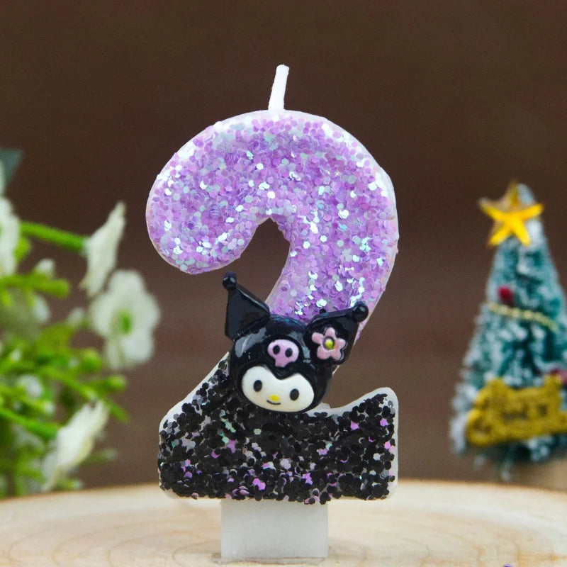 Kuromi Themed Birthday Candles 0-9 Numbers Cartoon Cake Topper Decorations for Kids Party Supplies Qme