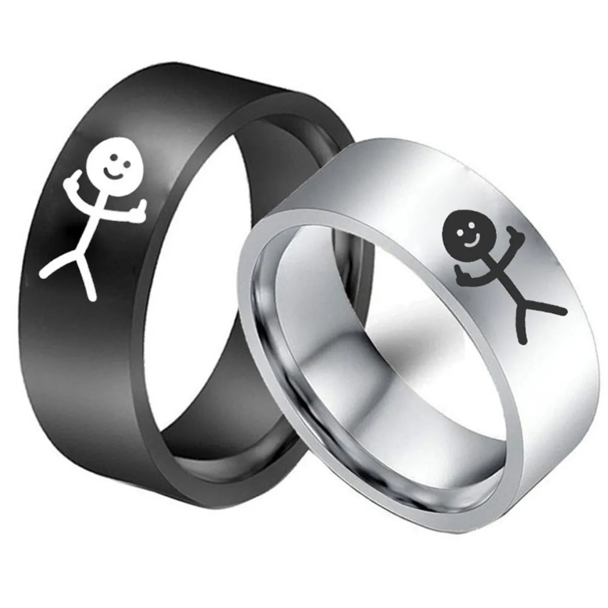 Simple Personality Charm Trend Funny Middle Finger Stickman Ring Hip Hop Doodle Rings for Man Couple Party New Gifts Jewelry Qme