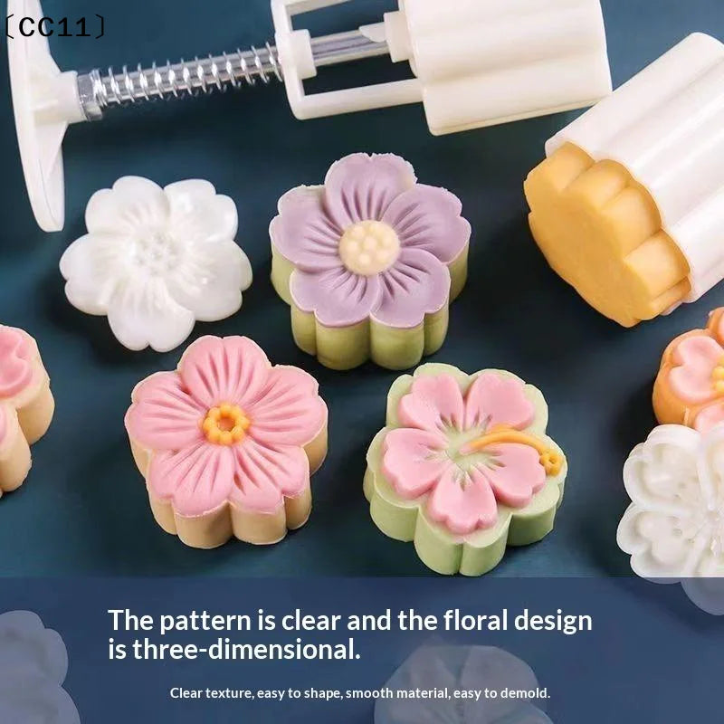 Food Safe Hand Press Flower Shaped Pastry Mold Multiple Stamps Non Qme