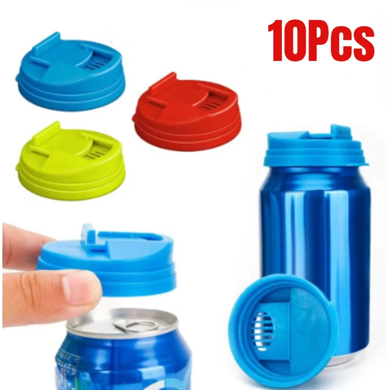 10/1Pcs Plastic Beverage Can Lids Leak-proof Drinks Protector Multi-color Air-leak Beer Sealing Cap Portable Water Bottle Covers Qme Random 10pcs