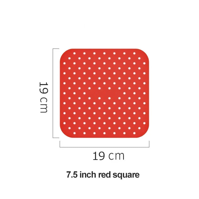 Food Grade Silicone Air Fryer Liner Non-stick Baking Mat Reusable Qme 7.5 red square