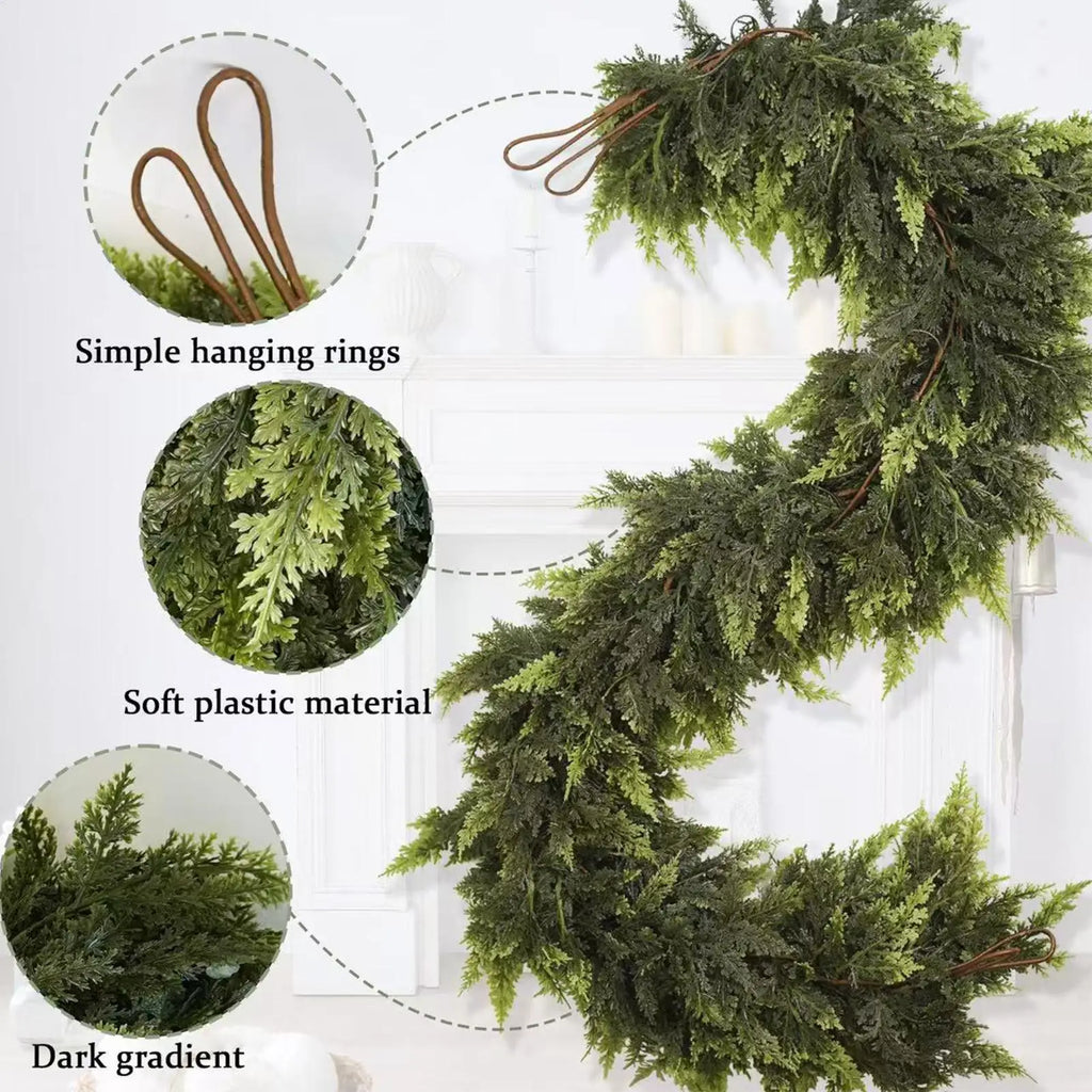 Christmas Garlands Artificial Green Pine Decoration Garland Fireplace Qme