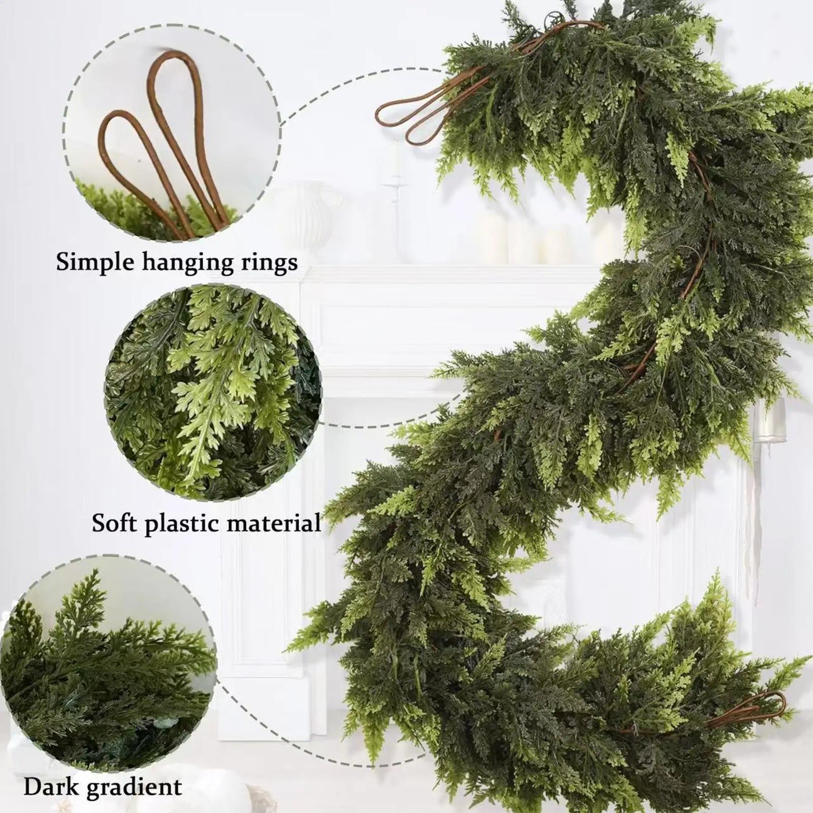 Christmas Garlands Artificial Green Pine Decoration Garland Fireplace Qme