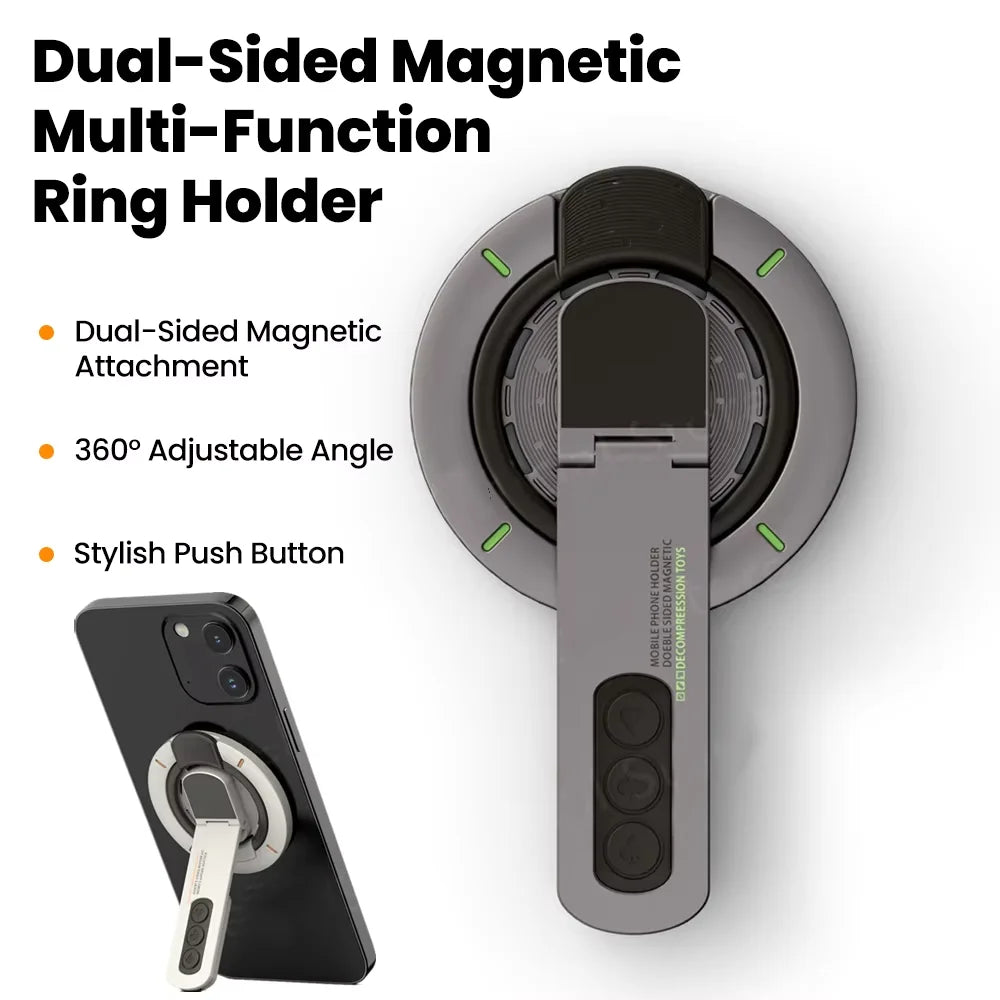 Double Sided Adjustable Magnetic Phone Holder 360° Rotation Portable Desktop Moblie Phone Mount Finger Ring Bracket For iPhone17 Qme