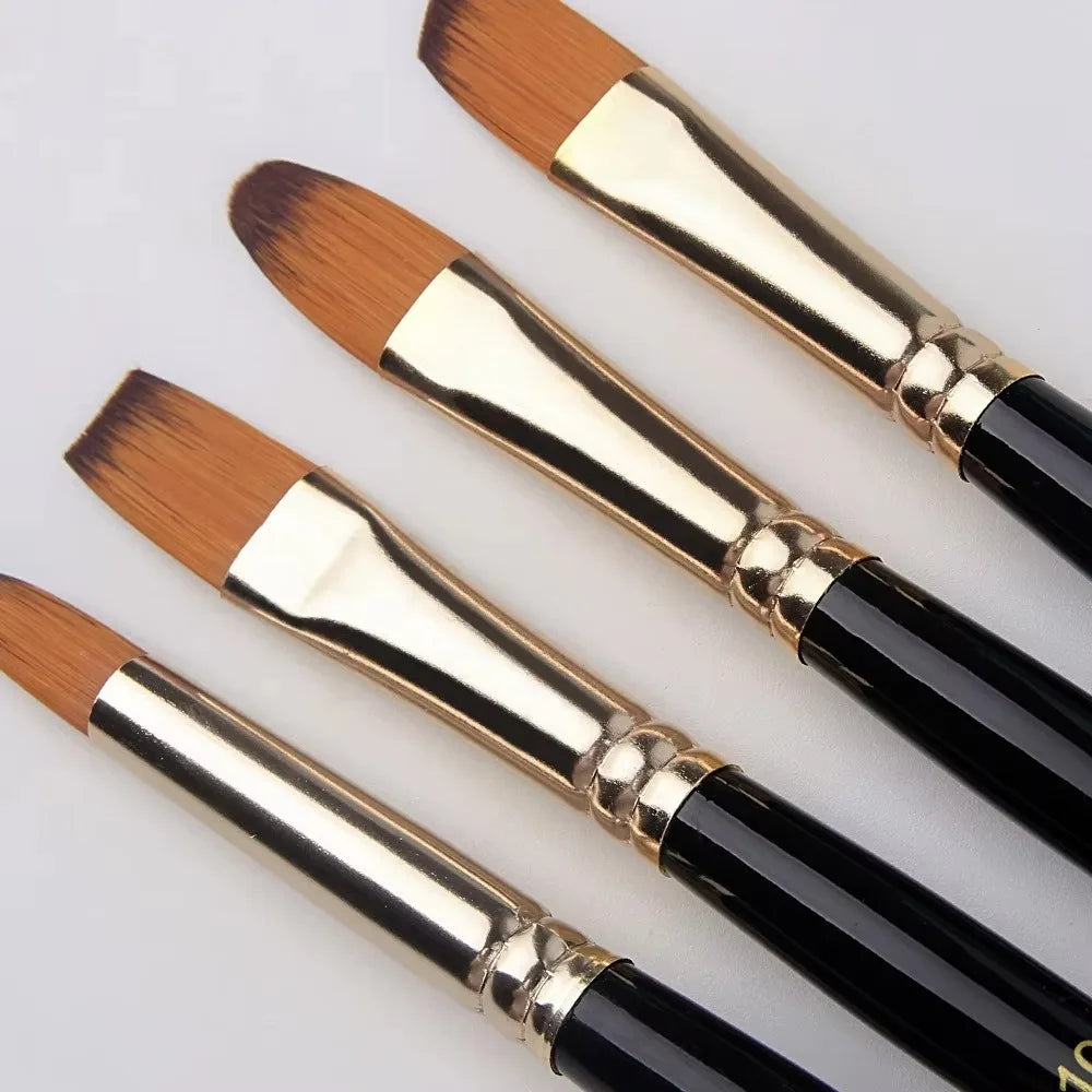 5 Pcs Acrylic Paint Brush Set, Painting Brush Nylon Brushes,for Oil/Watercolor Painting Artist Professional Kits Qme