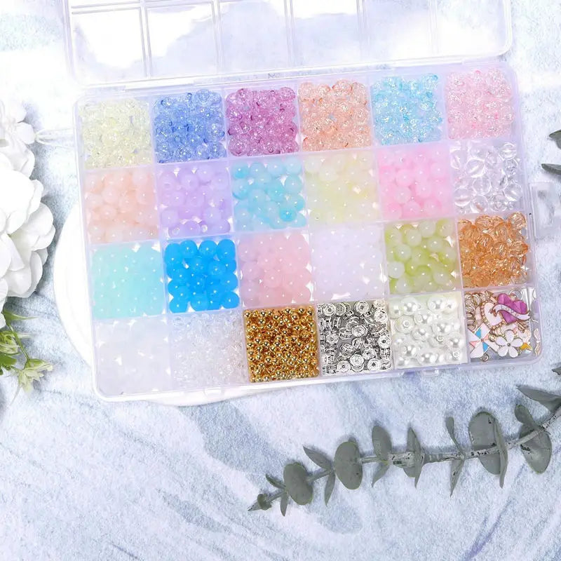 DIY Jewelry Making Kit with Glass and Acrylic Beads Cute & Lovely Bracelet and Necklace Crafts Birthday Craft Gift for Girls Qme