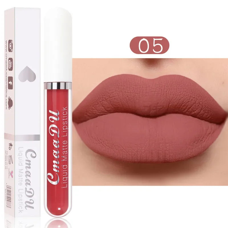 6 Colors/Set Fashion Matte Lip Gloss Sets Natural Moisturize Waterproof Lasting Velvet Sexy Red Liquid Lipstick Beauty Cosmetic Qme 05