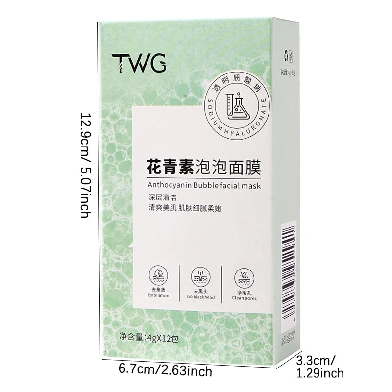 12 Box Anthocyanin Bubble Facial Mask Deep Cleaning Moisturizing Qme