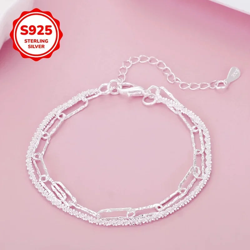 New Luxury 925 Sterling Silver Elegant chain Starry Sky Bracelet for Women Fashion Jewelry Wedding Valentine's Day Gifts Qme
