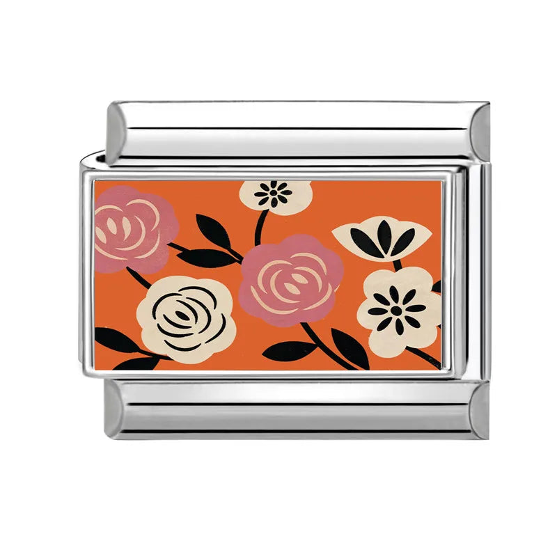 Fashion Lake Sunset Scenery Tulips Flowers Heart Italian Charm Links Fit 9mm Stainless Steel Bracelet Women Jewelry DIY Making Qme Style 18