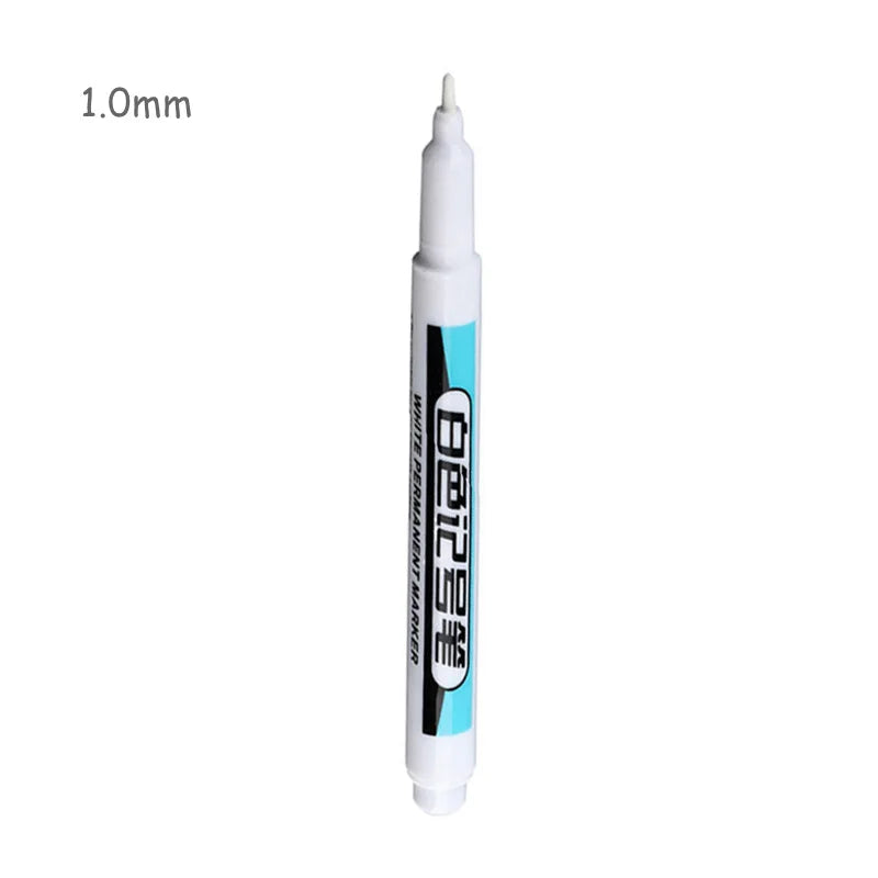 0.7/1.0/2.5mm White Paint Marker Pen Deep Hole Markers Pen Set Waterproof Permanent Oily Pens for Rock Wood Glass Tiles Qme 1.0mm White-1pcs
