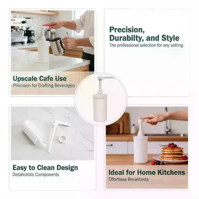 Food Grade Plastic Multipurpose Syrup Dispenser Detachable Design Accurate Pump For Cafe Milk Tea Shop Home Bar Qme