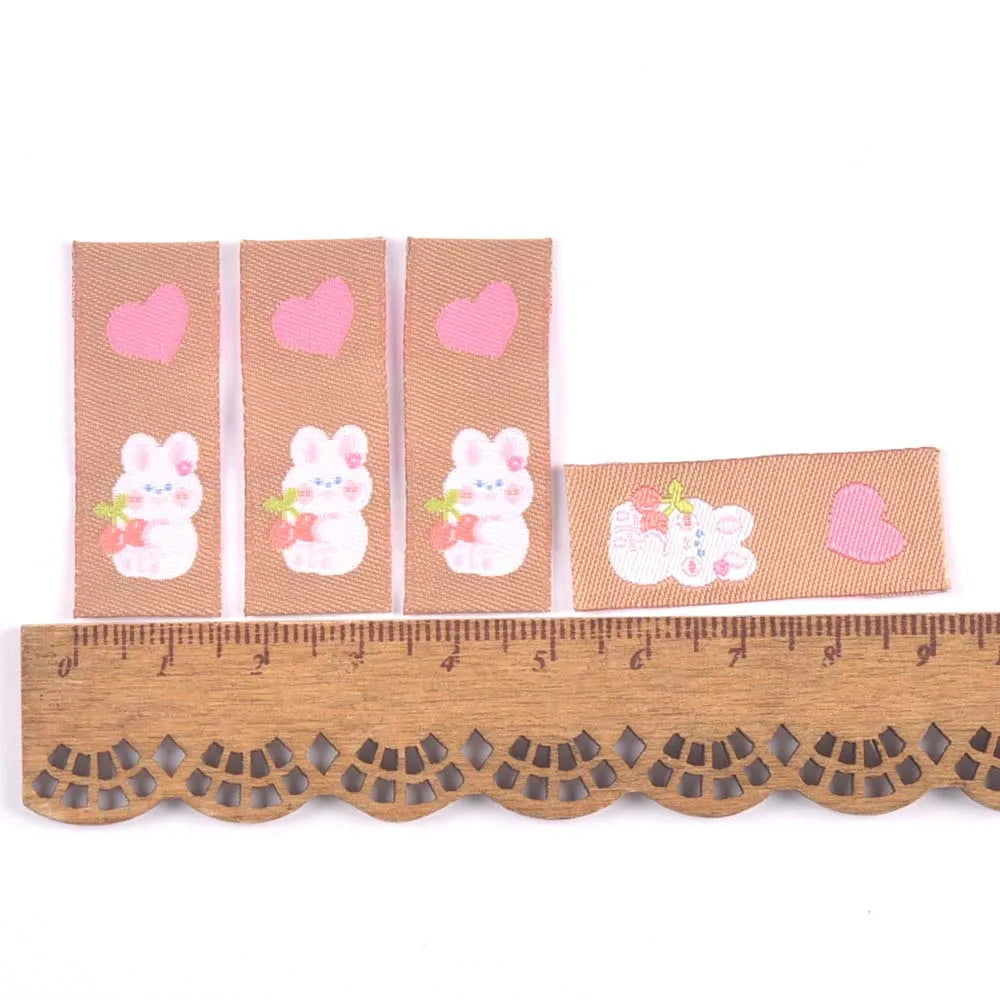 50Pcs Kawaii Rabbit Heart Labels For Clothing Accessories Kid Garment Tags DIY Crafts Sewing Supplies Handmade Decorative c3574 Qme 5