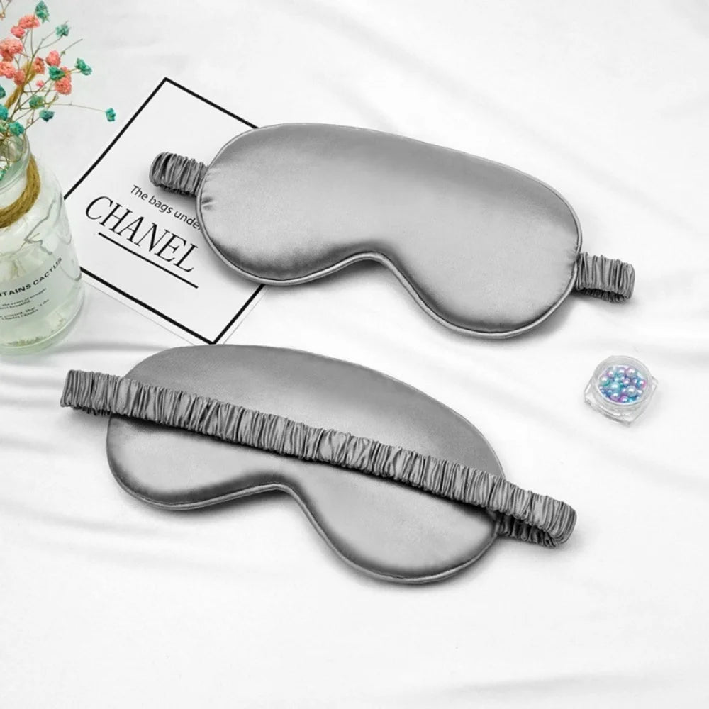 Eye Patch Soft Silk Sleep Mask Eye Masks Coversfor Sleep 100% Blackout Zero Eye Pressure Blindfold with Adjustable Strap Mask Qme grey