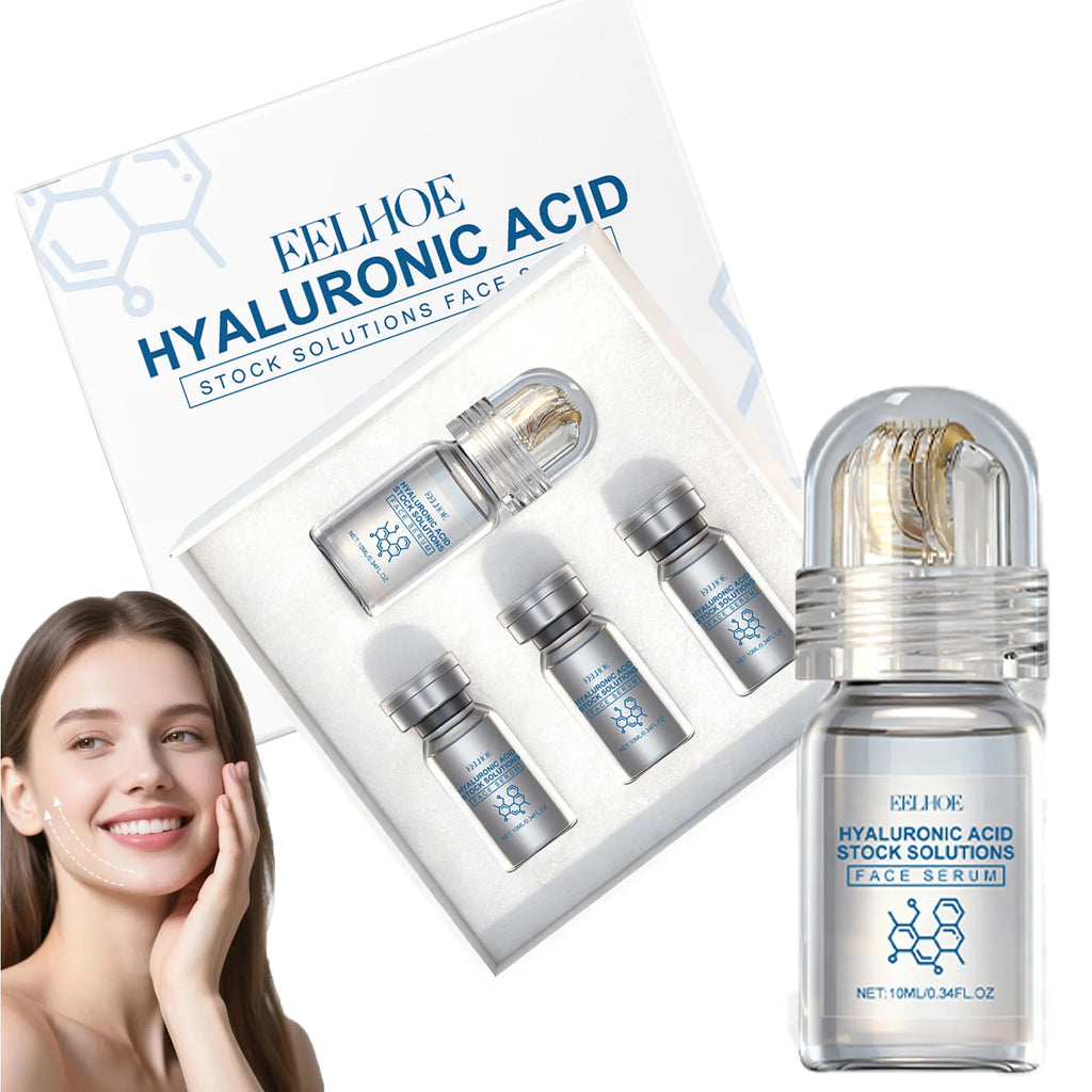 Hyaluronic Acid Stock Solutions Face Serum with Roller Microneedle Set Moisturizing Anti-Wrinkle Facial Serum Smoothing Refresh Qme