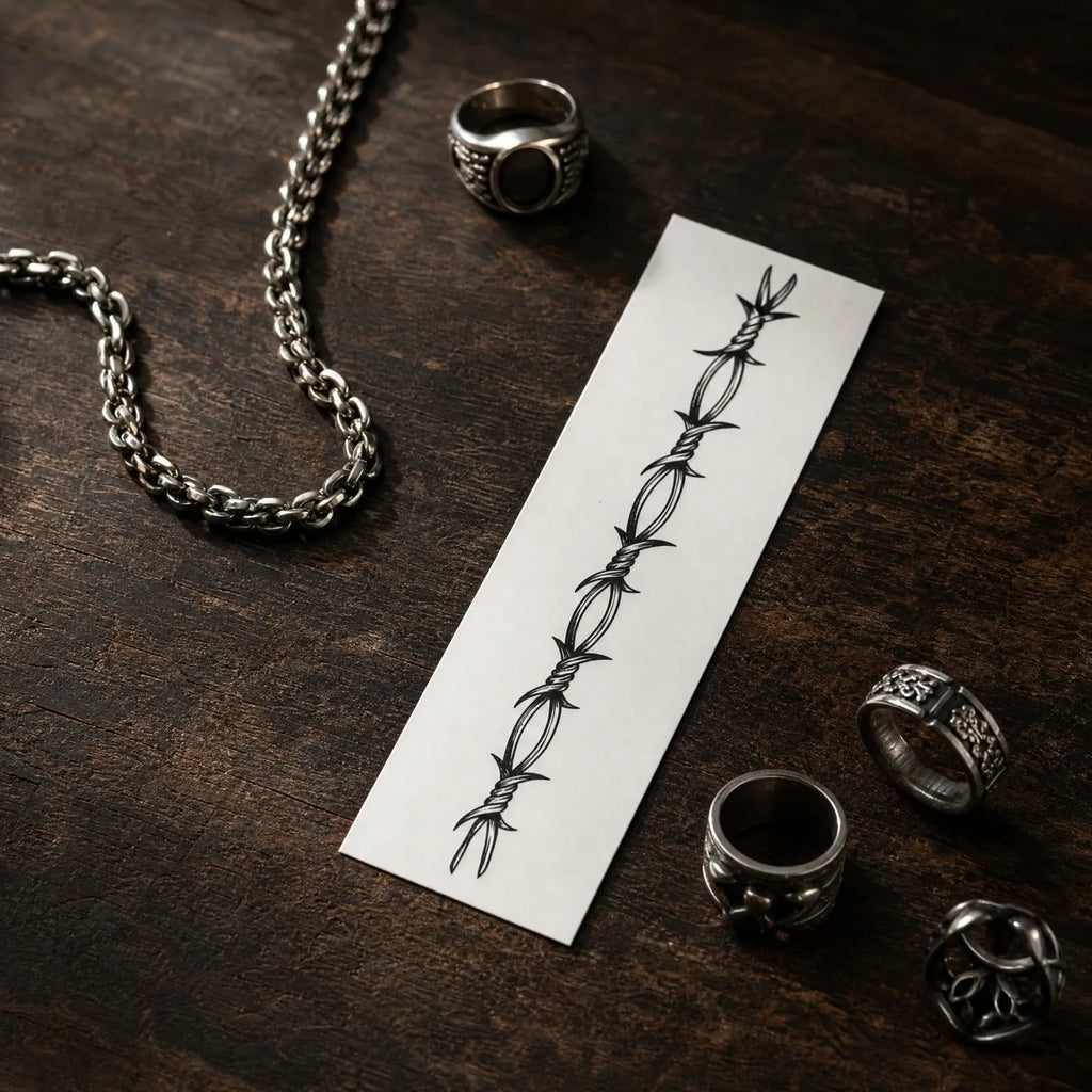 1pc Thorn Armband Waterproof Long-lasting Temporary Tattoo Stylish Semi-permanent Arm Tattoo Sticker Cosplay Effect Products Qme