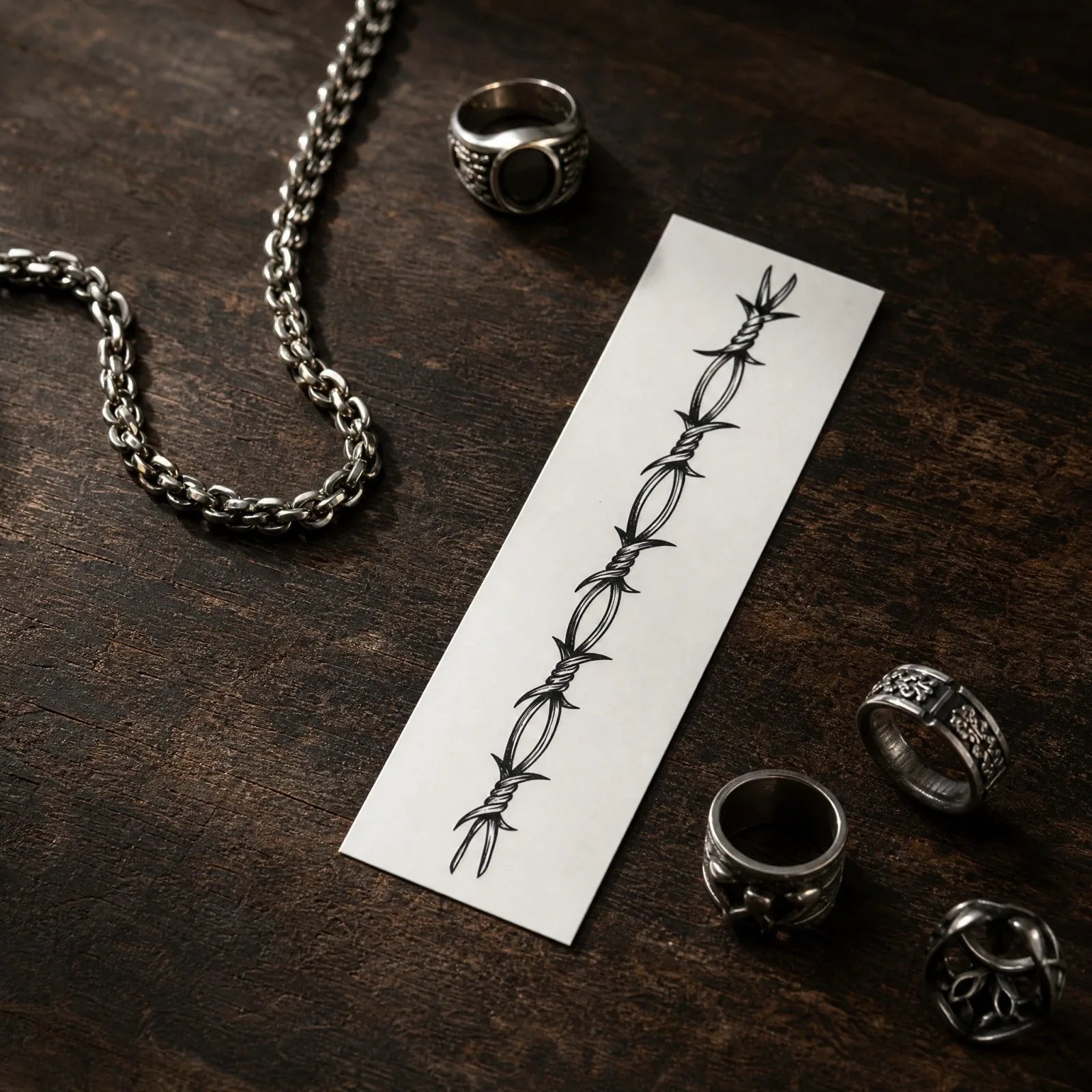 1pc Thorn Armband Waterproof Long-lasting Temporary Tattoo Stylish Semi-permanent Arm Tattoo Sticker Cosplay Effect Products Qme