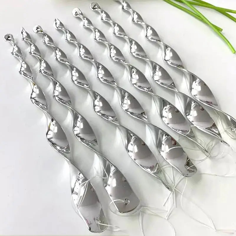 6/10/12Pcs Sparkling Bird Repellent Spiral Reflectors Silvery PS Hanging Deterrents For Garden Scare Away Woodpeckers Pigeons Qme