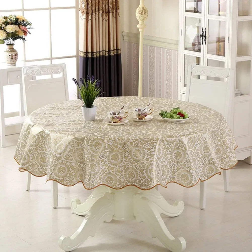 152/180 Cm Round Tablecloth Washable Tablecloth Decorative Tablecloth Indoor Holiday Home Christmas Party Picnic Restaurant Qme Gold 152cm