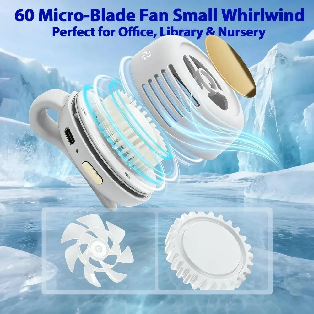 Compact Wearable Bladeless Fan Clip On Design Quiet 3 Speed Electric Cooler For Shirt Waist Outdoor Camping Travel Cooling Qme