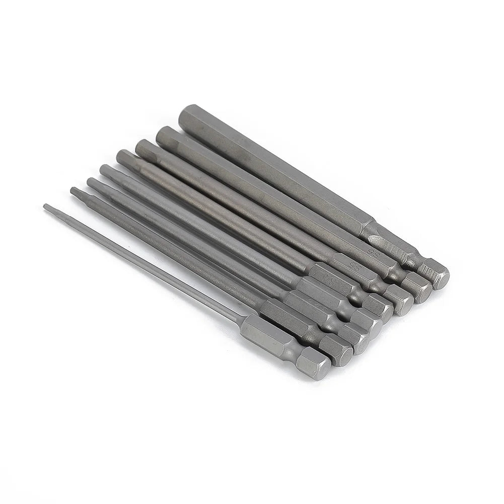 8pcs Hex Head Allen Wrench Drill Bits Set 100mm SAE Metric Allen Electric Hexagonal Bit Screwdriver Socket Bit Power Tool Parts Qme