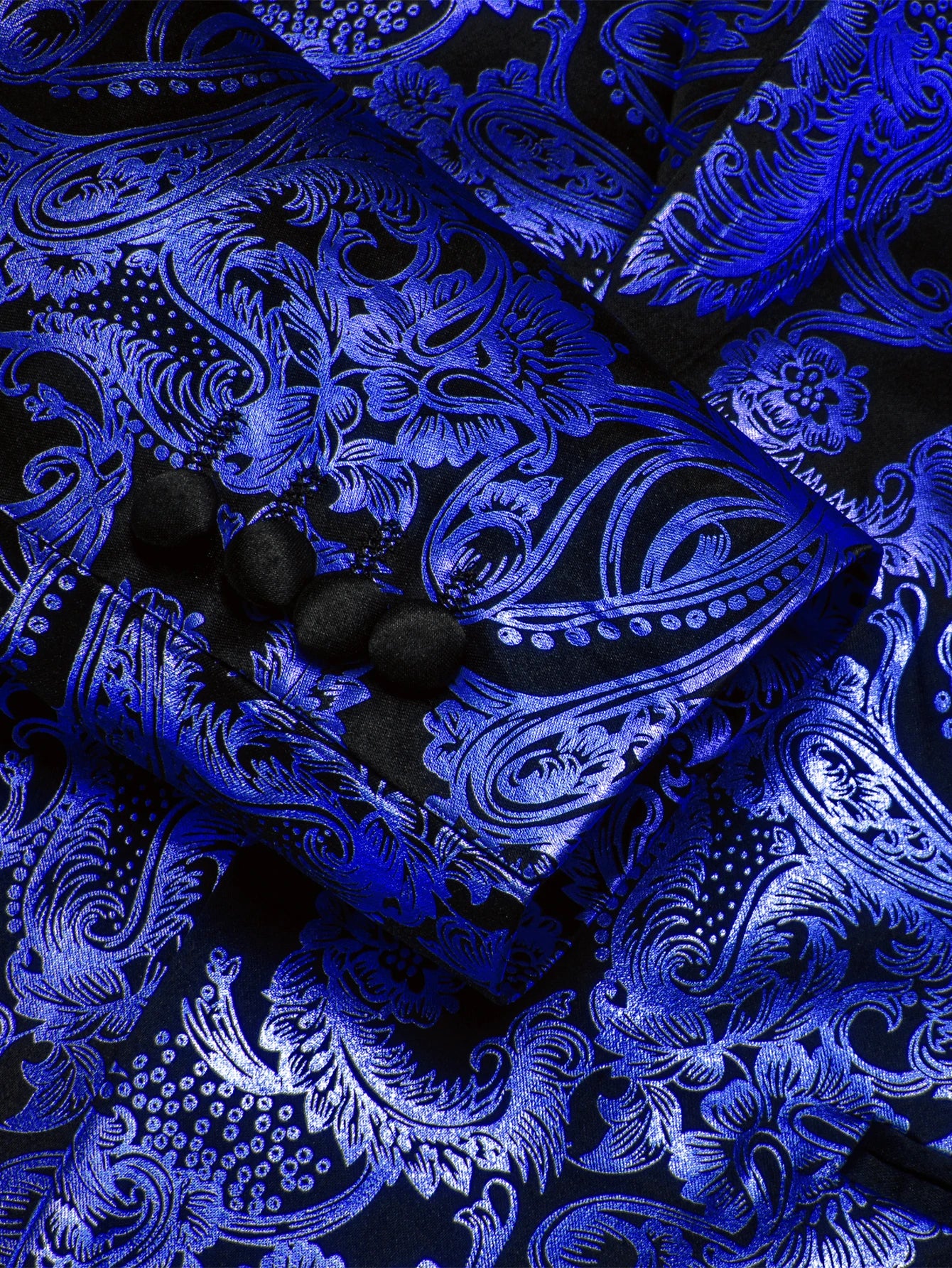 Mens Royal Blue Paisley Jacquard Shawl Lapel Blazer Luxury Single Breasted Tuxedo Jacket Formal Suit Coat for Wedding Prom Party Qme