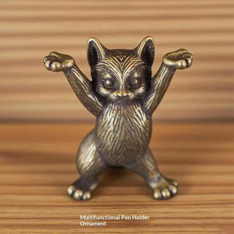 Kung Fu Cat Statue Desktop Ornaments Miniatures Home Decoration Metal Qme