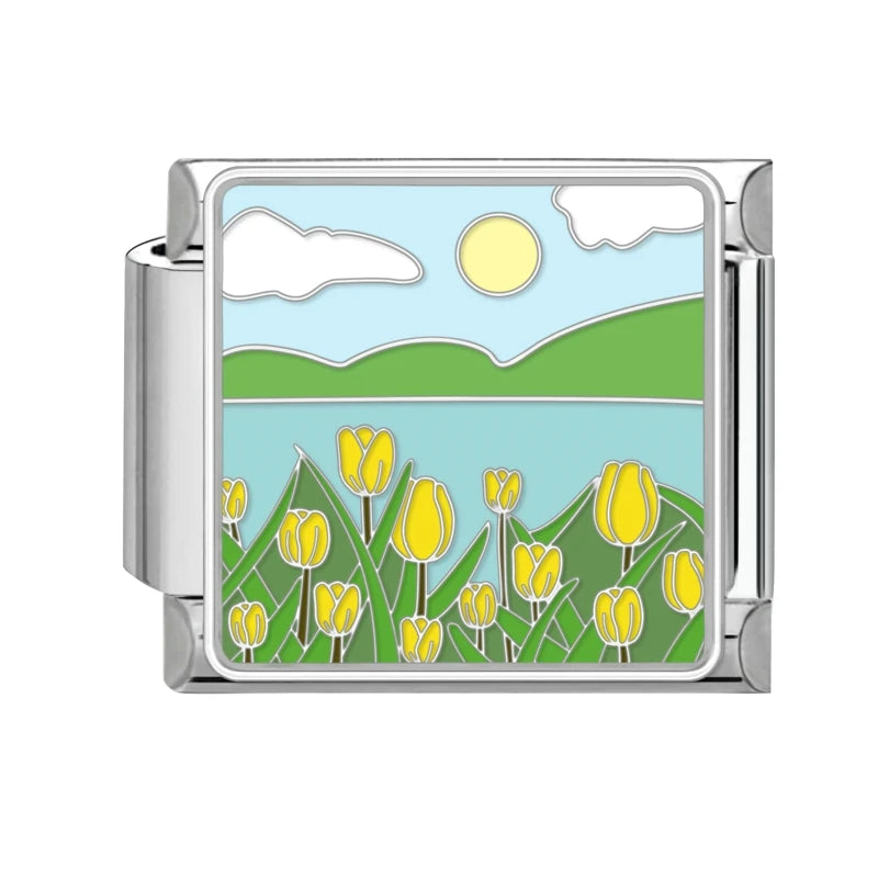 Y2K Colored Street View Flower Cute Cat Italian Charm Link Fit