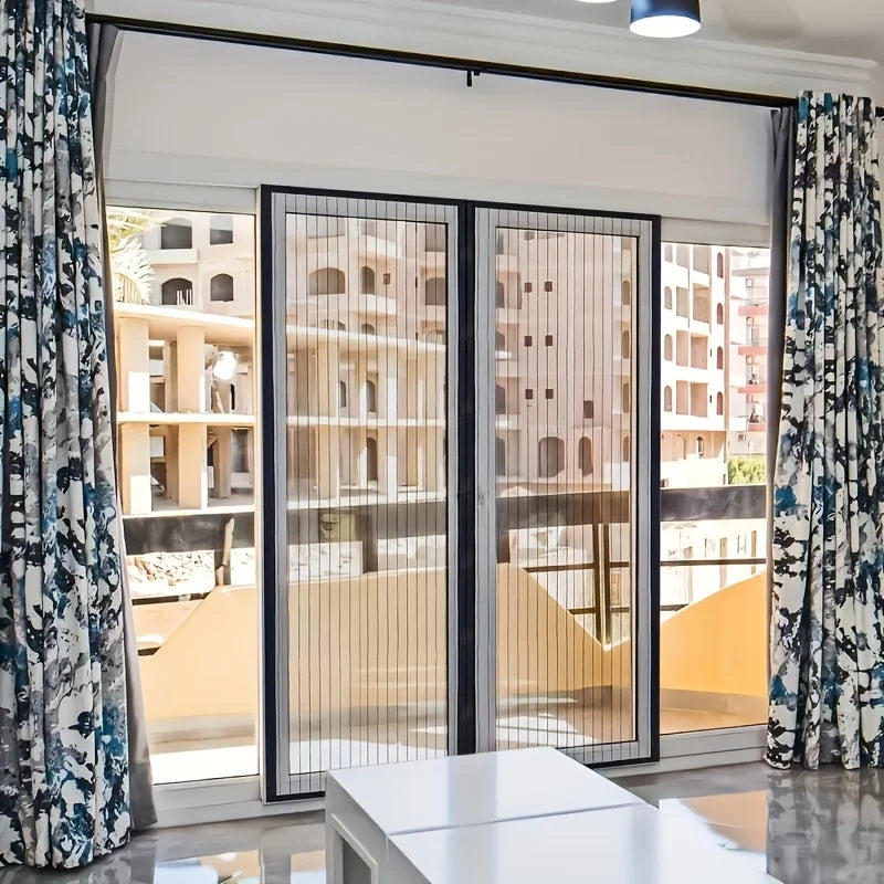 100Cm x 210cm magnetic mosquito repellent curtain - black and gold vertical slats for homes, restaurants, hotels - summer use Qme