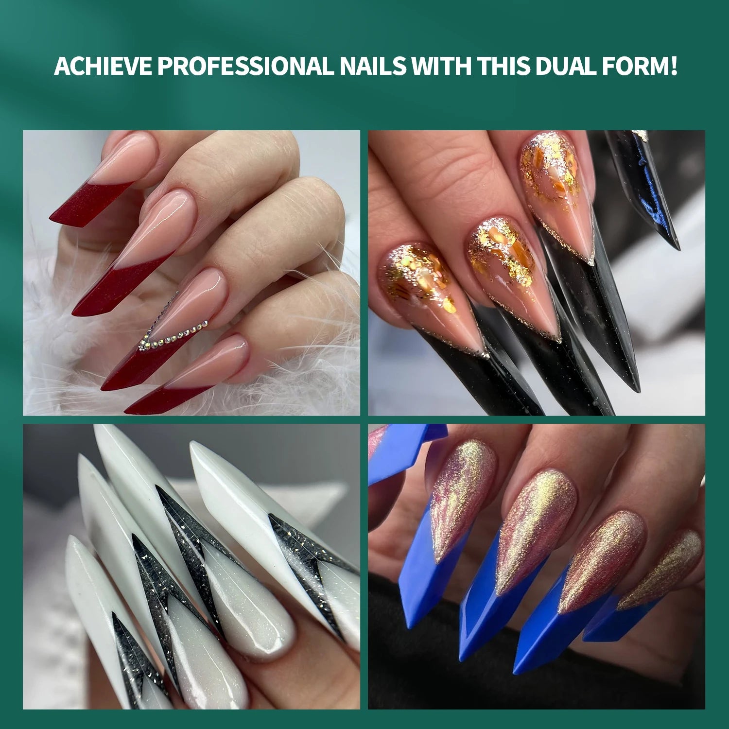 Nailpop Pyramid Tip Nail Forms 15 Sizes Spatial V-shaped Design Qme
