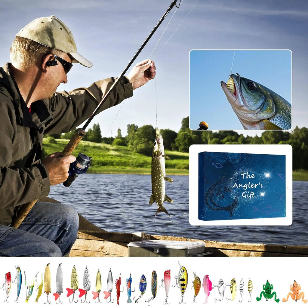 Countdown Calendar Realistic Portable Bait 24 Days Fishing Party Qme