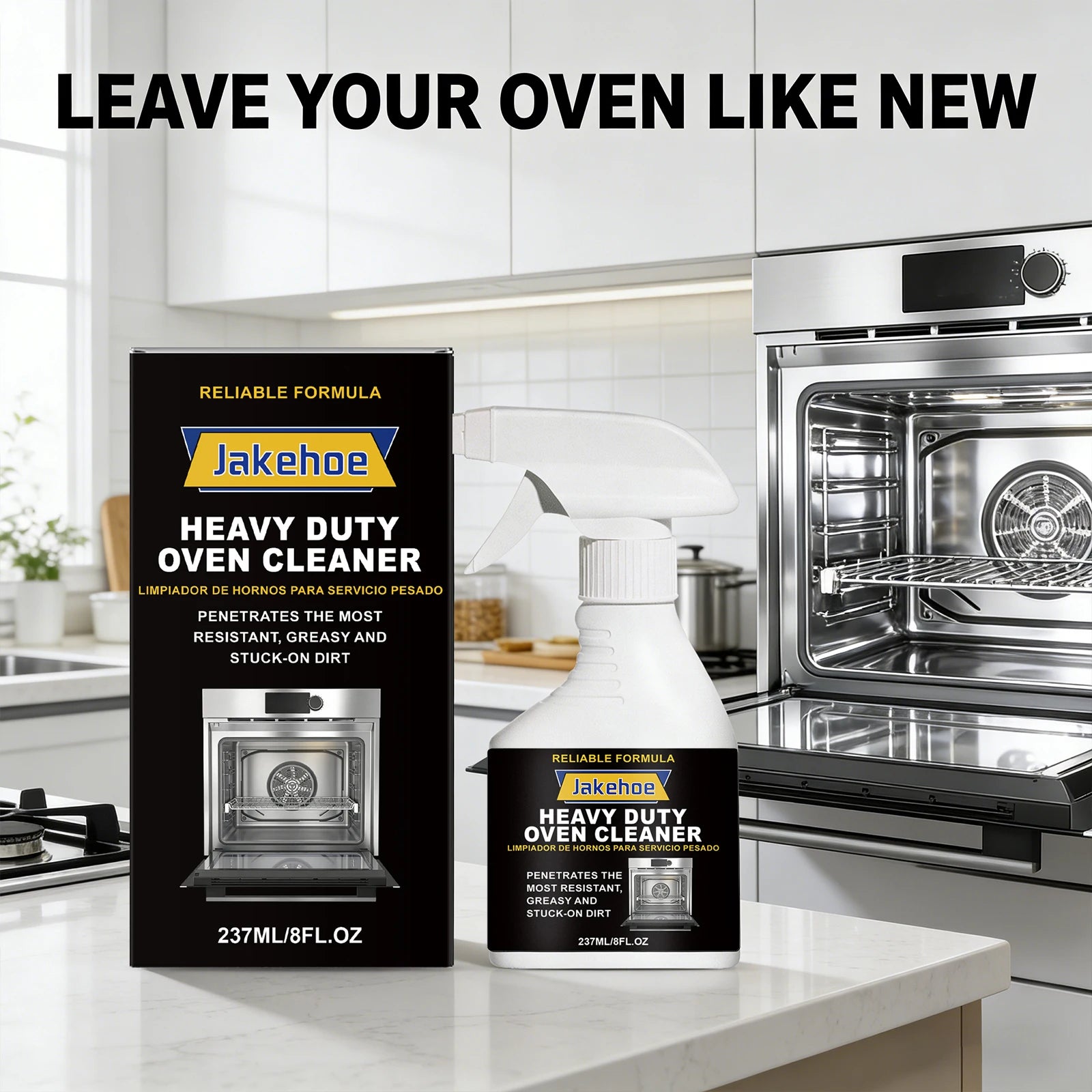 JAKEHOE Heavy Duty Oven Cleaner Removing Food Residues Decompose Stubborn Oil Stains Freshing Kitchen Oil Stains Cleaning Spray Qme