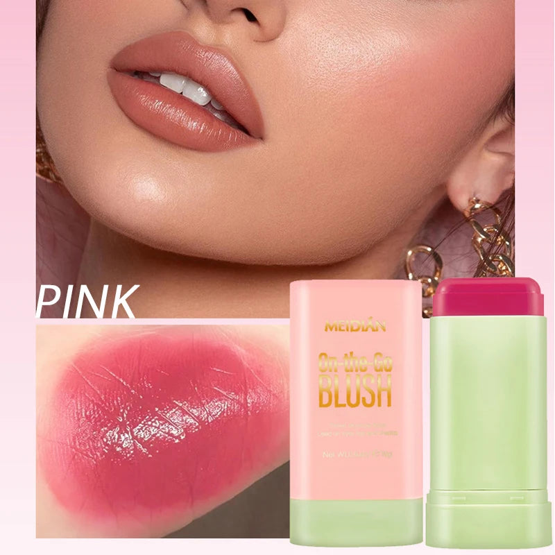 Durable Waterproof Powder Blusher Stick Vibrant Multi Options Rich Qme PINK