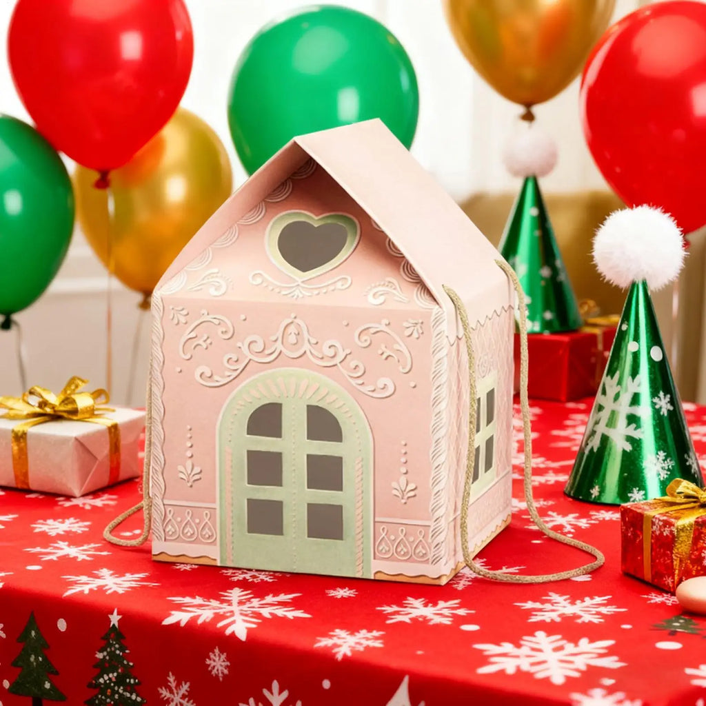 Candy Boxes Christmas House Shape Paper Supports Container Holiday Qme