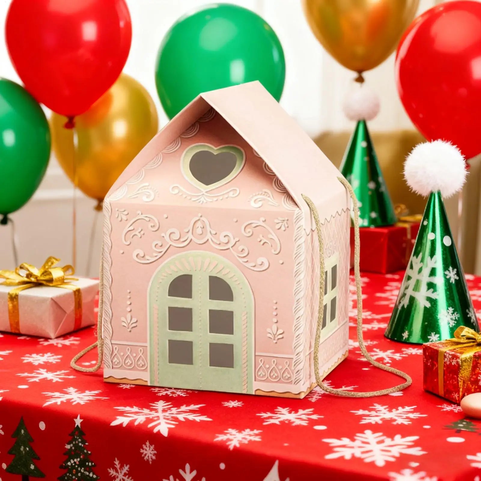 Candy Boxes Christmas House Shape Paper Supports Container Holiday Qme