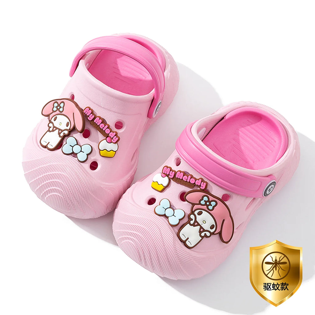 Hello Kitty Kuromi Soft-Soled Perforated Sandals Summer Student Slip-On Sandals Outdoor Non-Slip Cartoon Sandals Qme 1 180mm Sizes 28-29
